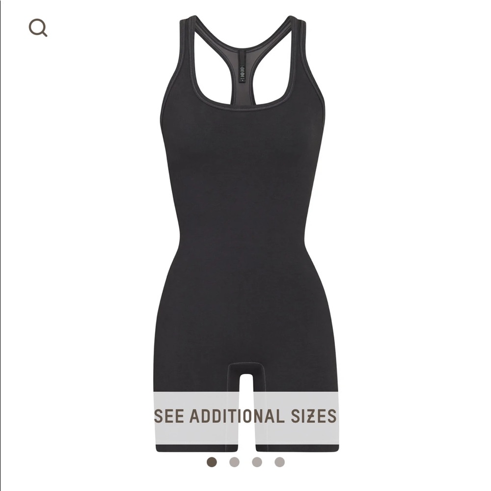 SKIMS mid thigh outdoor bodysuit in color Soot - size M